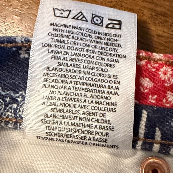 Free People Wrangler Heritage Wanderer Patchwork Flair Leg Jeans Women’s size 28 - Picture 10 of 12